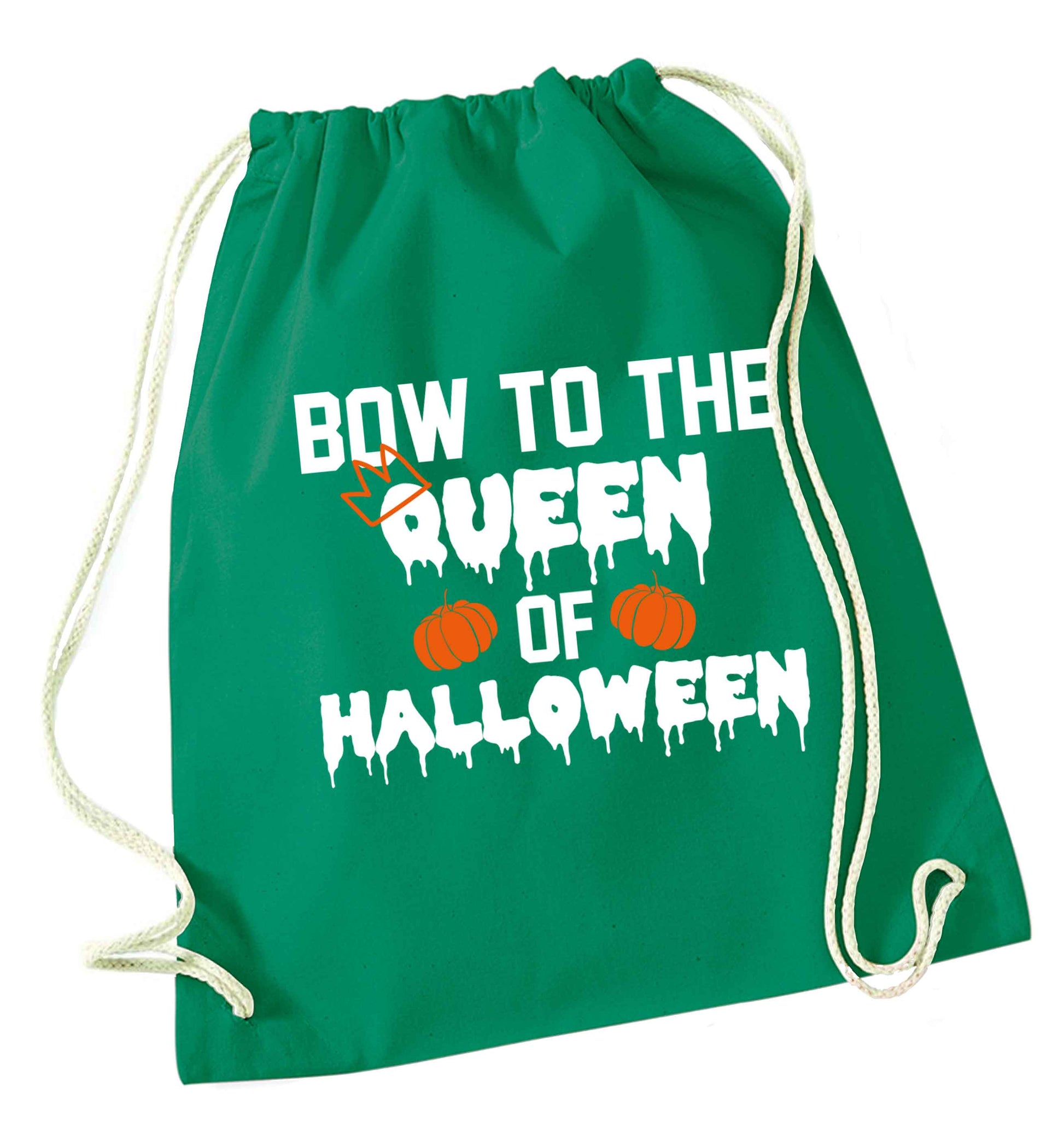 Bow to the Queen of halloween green drawstring bag