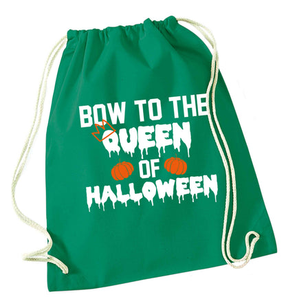Bow to the Queen of halloween green drawstring bag