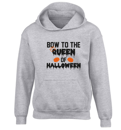 Bow to the Queen of halloween children's grey hoodie 12-13 Years