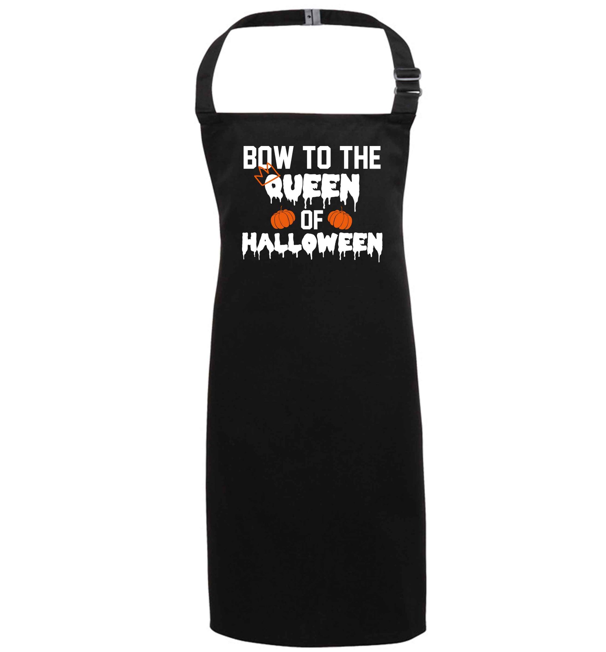 Bow to the Queen of halloween black apron 7-10 years