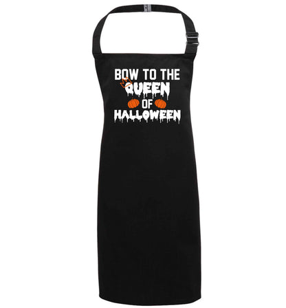 Bow to the Queen of halloween black apron 7-10 years