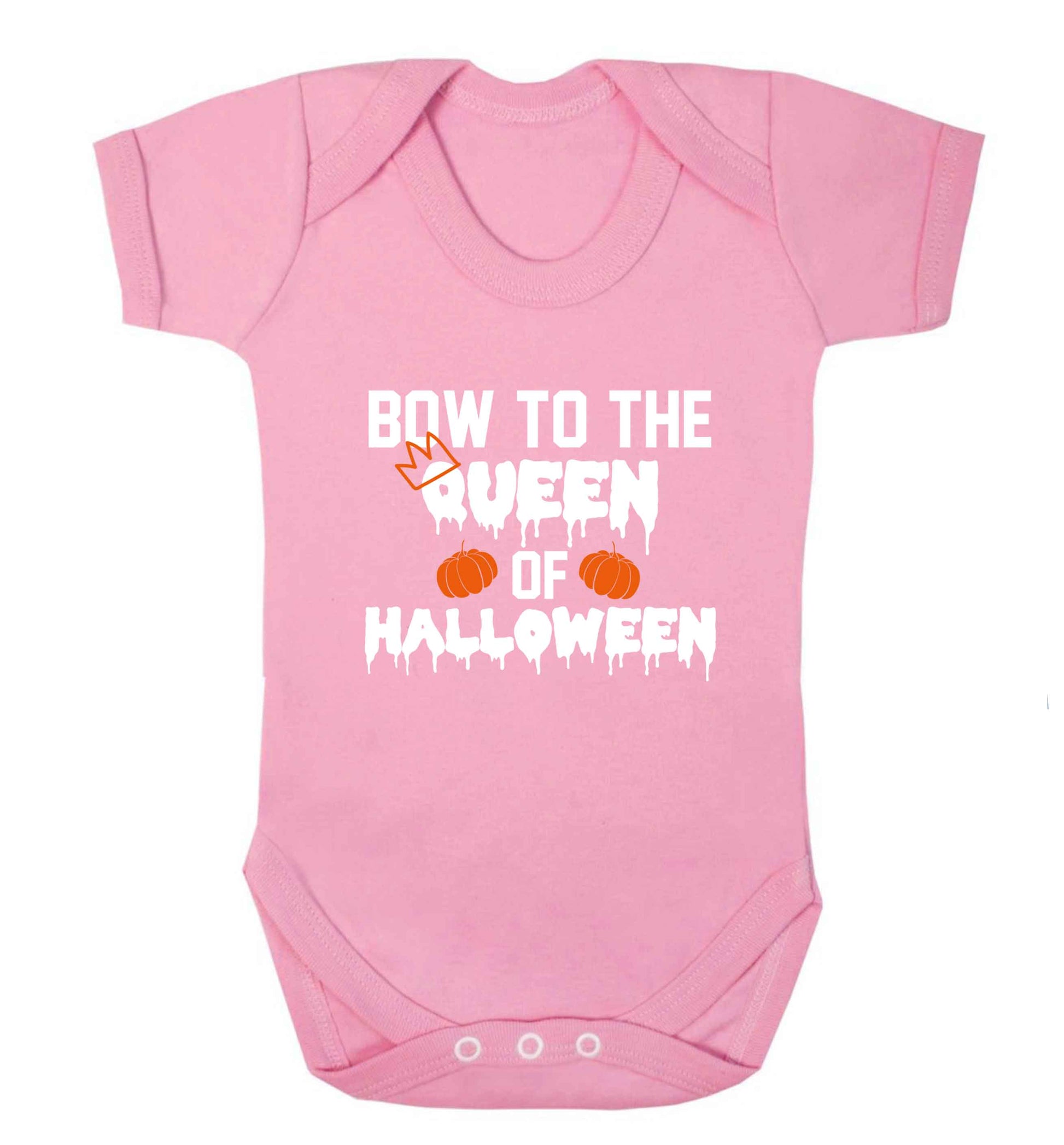 Bow to the Queen of halloween baby vest pale pink 18-24 months