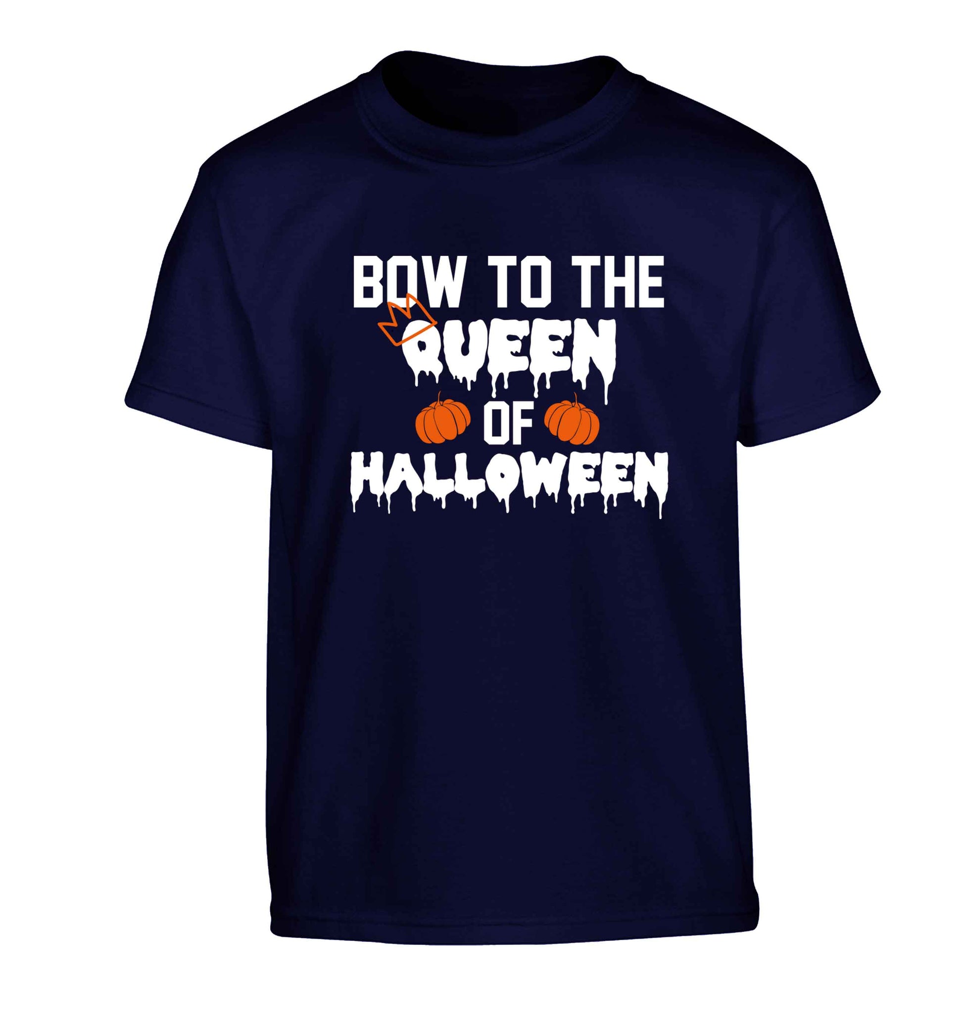 Bow to the Queen of halloween Children's navy Tshirt 12-13 Years