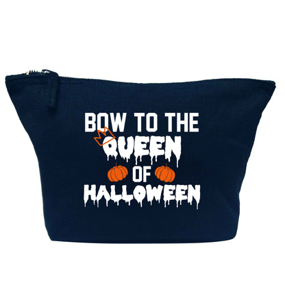Bow to the Queen of halloween navy makeup bag