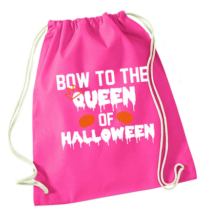 Bow to the Queen of halloween pink drawstring bag