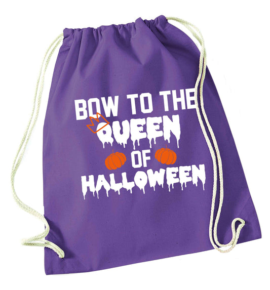 Bow to the Queen of halloween purple drawstring bag