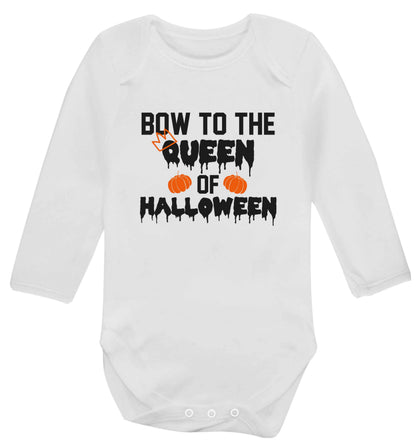 Bow to the Queen of halloween baby vest long sleeved white 6-12 months