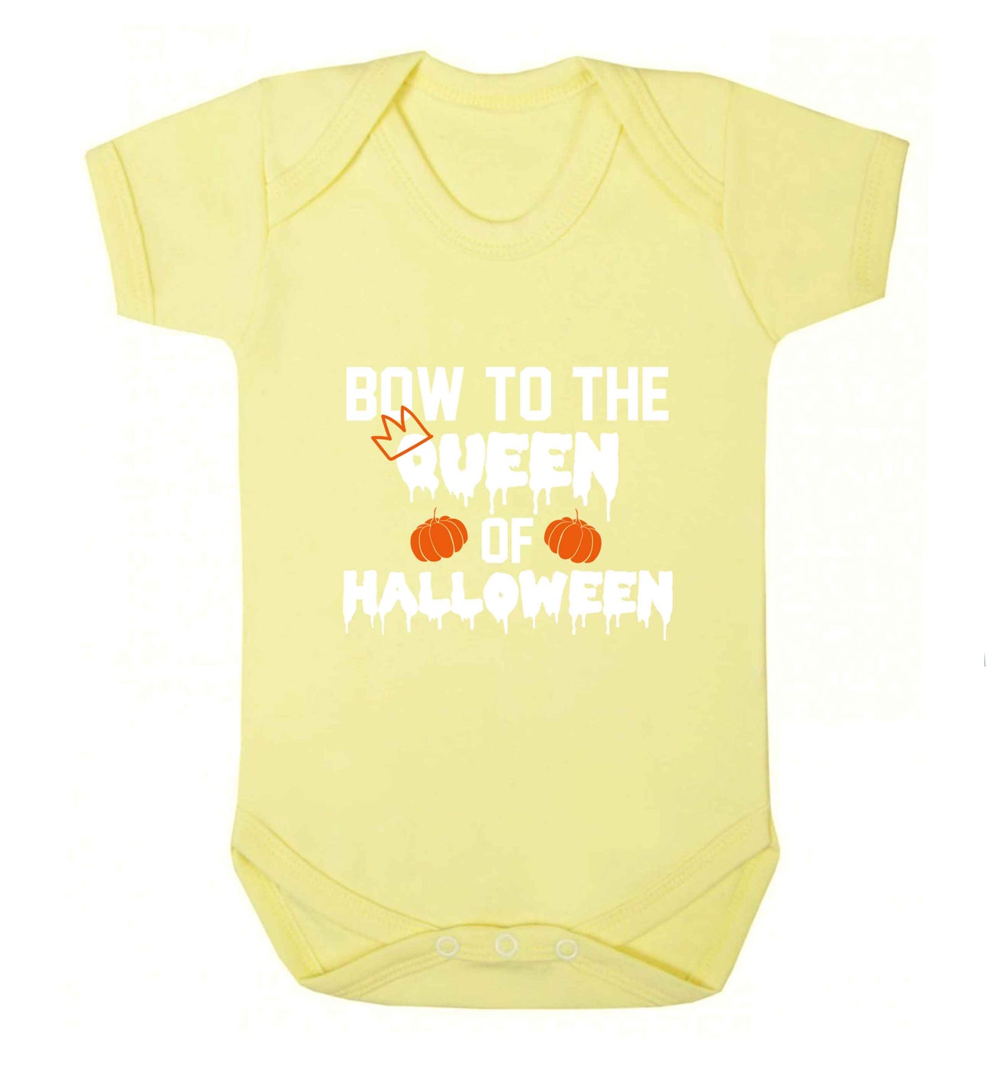 Bow to the Queen of halloween baby vest pale yellow 18-24 months