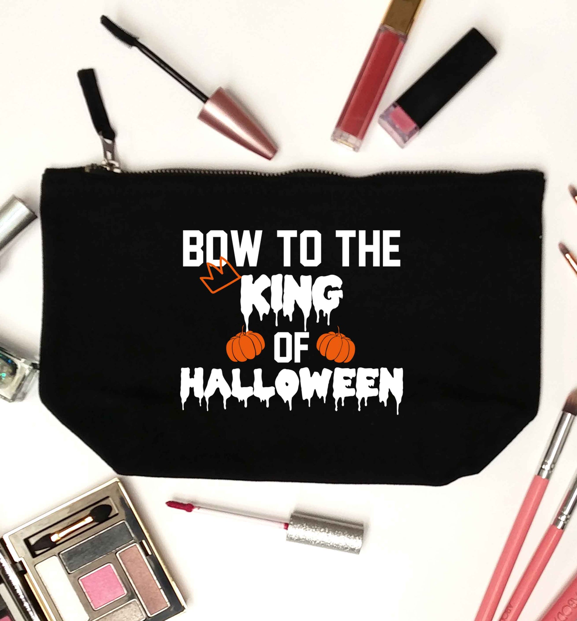 Bow to the King of halloween black makeup bag