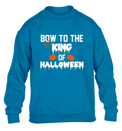 Bow to the King of halloween children's blue sweater 12-13 Years