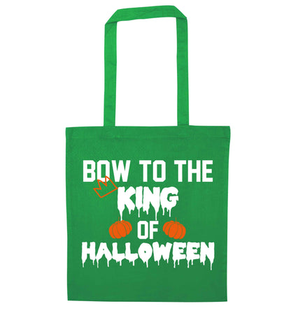 Bow to the King of halloween green tote bag