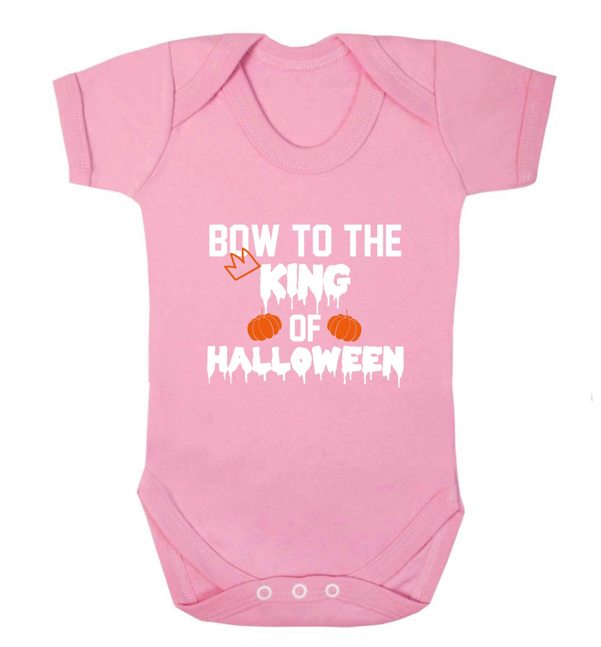 Bow to the King of halloween baby vest pale pink 18-24 months
