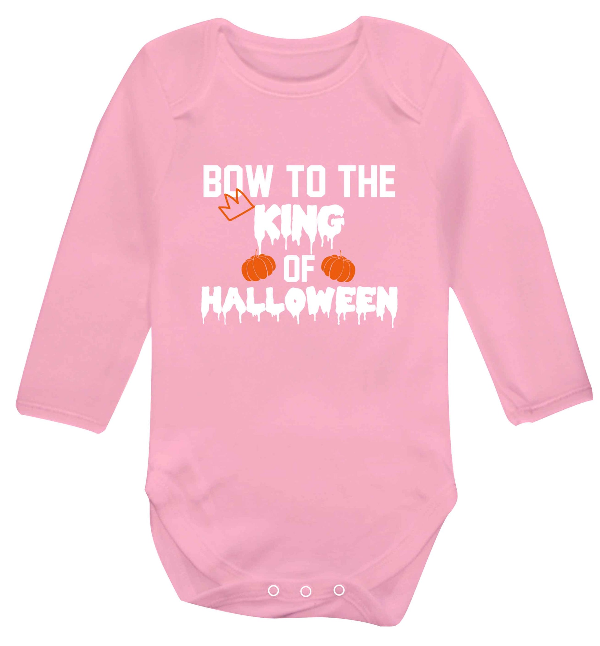 Bow to the King of halloween baby vest long sleeved pale pink 6-12 months