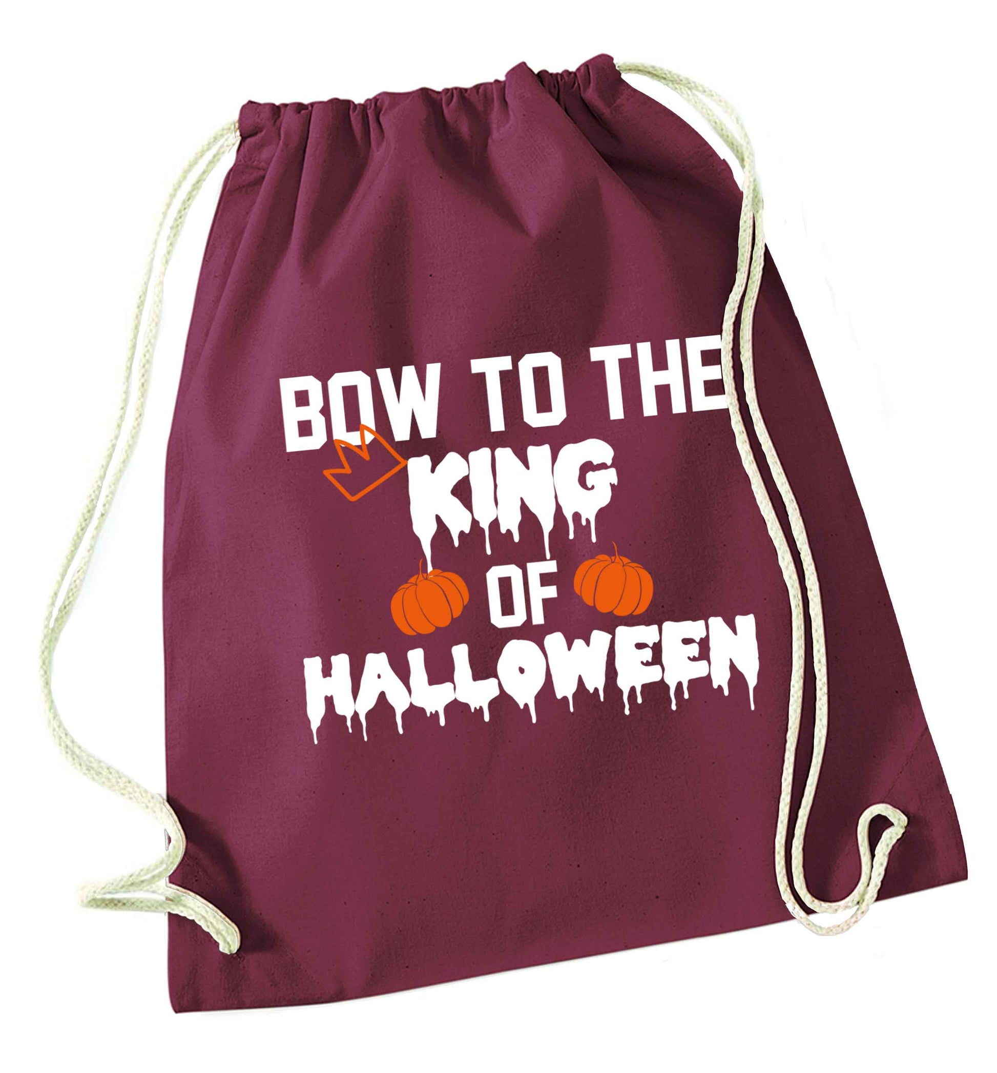 Bow to the King of halloween maroon drawstring bag