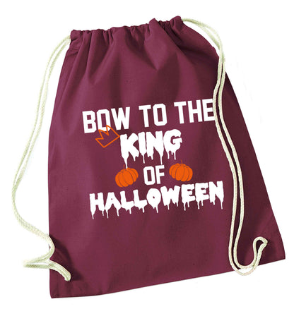 Bow to the King of halloween maroon drawstring bag
