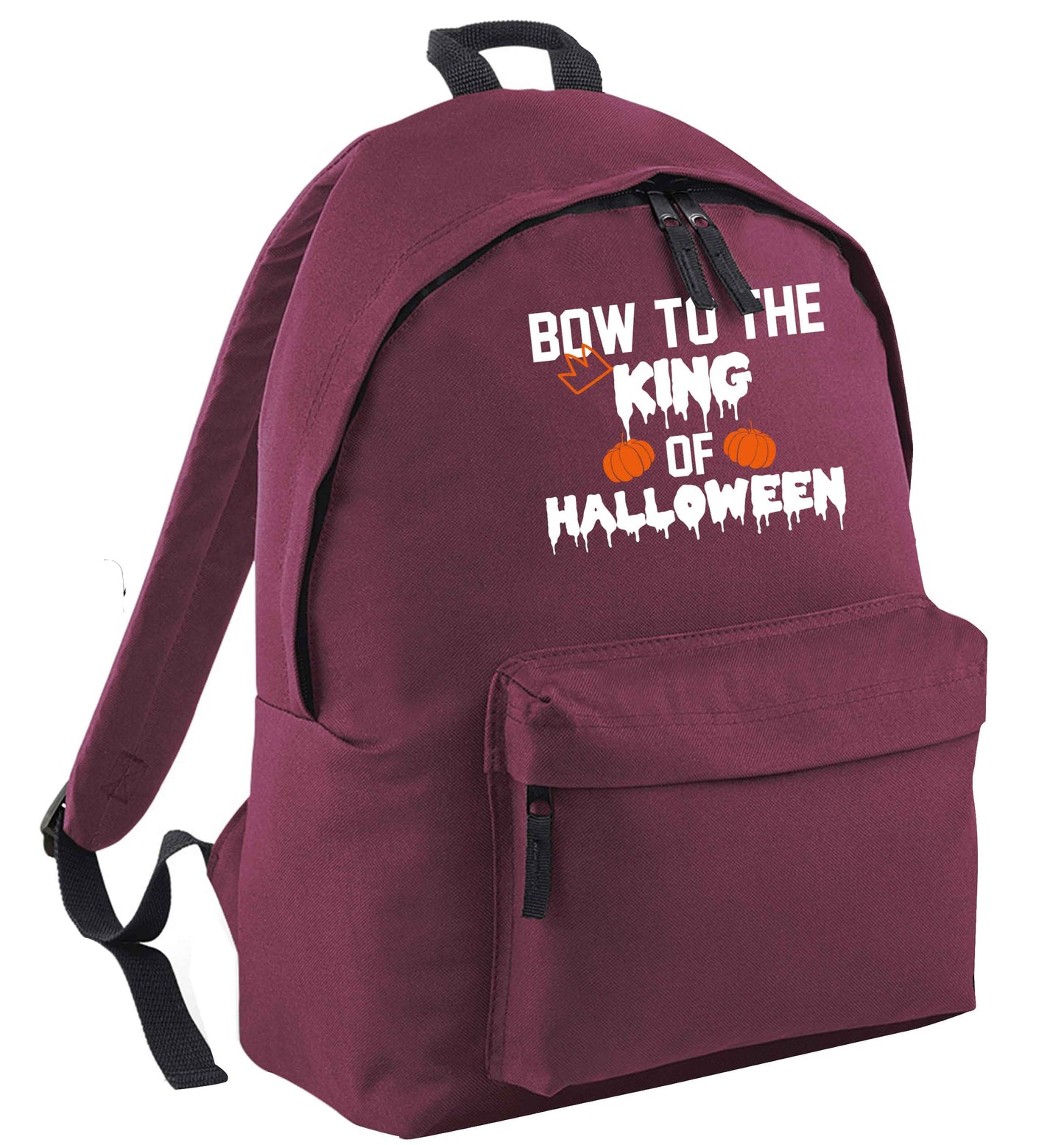 Bow to the King of halloween maroon adults backpack