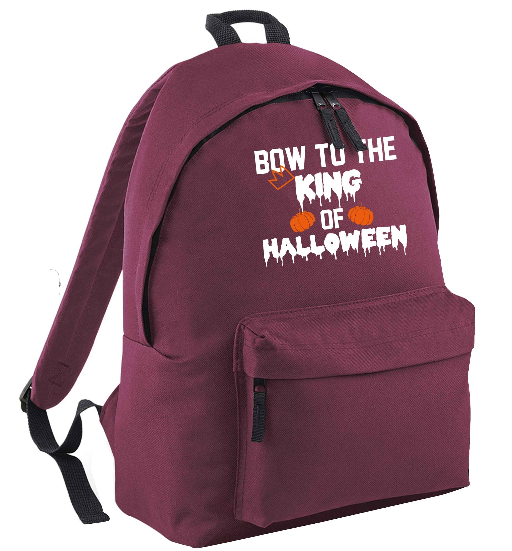 Bow to the King of halloween maroon adults backpack