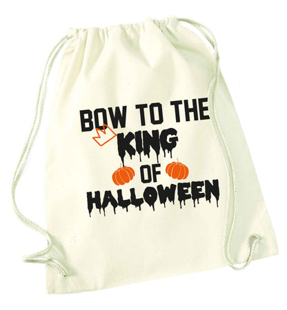 Bow to the King of halloween natural drawstring bag