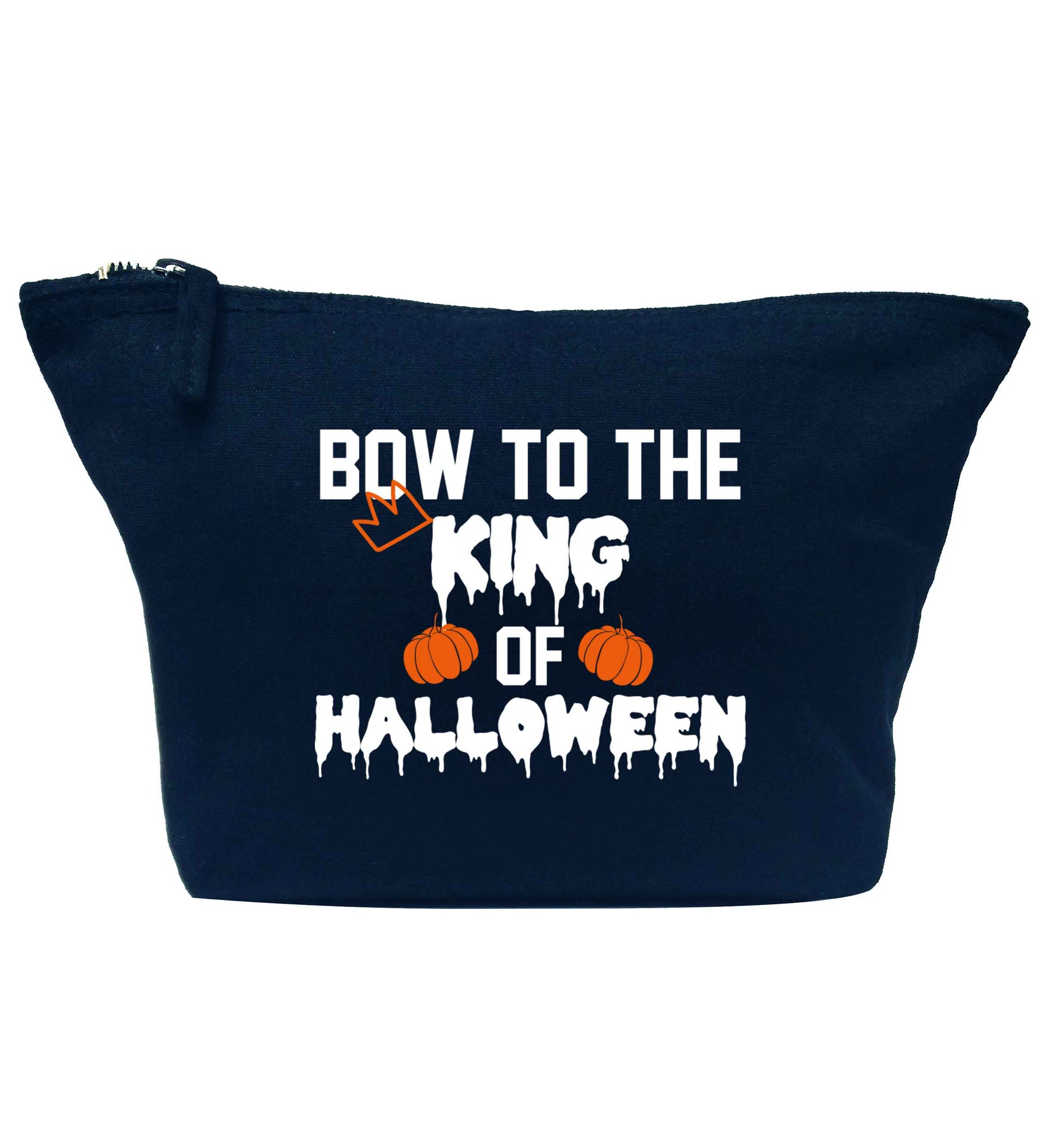 Bow to the King of halloween navy makeup bag