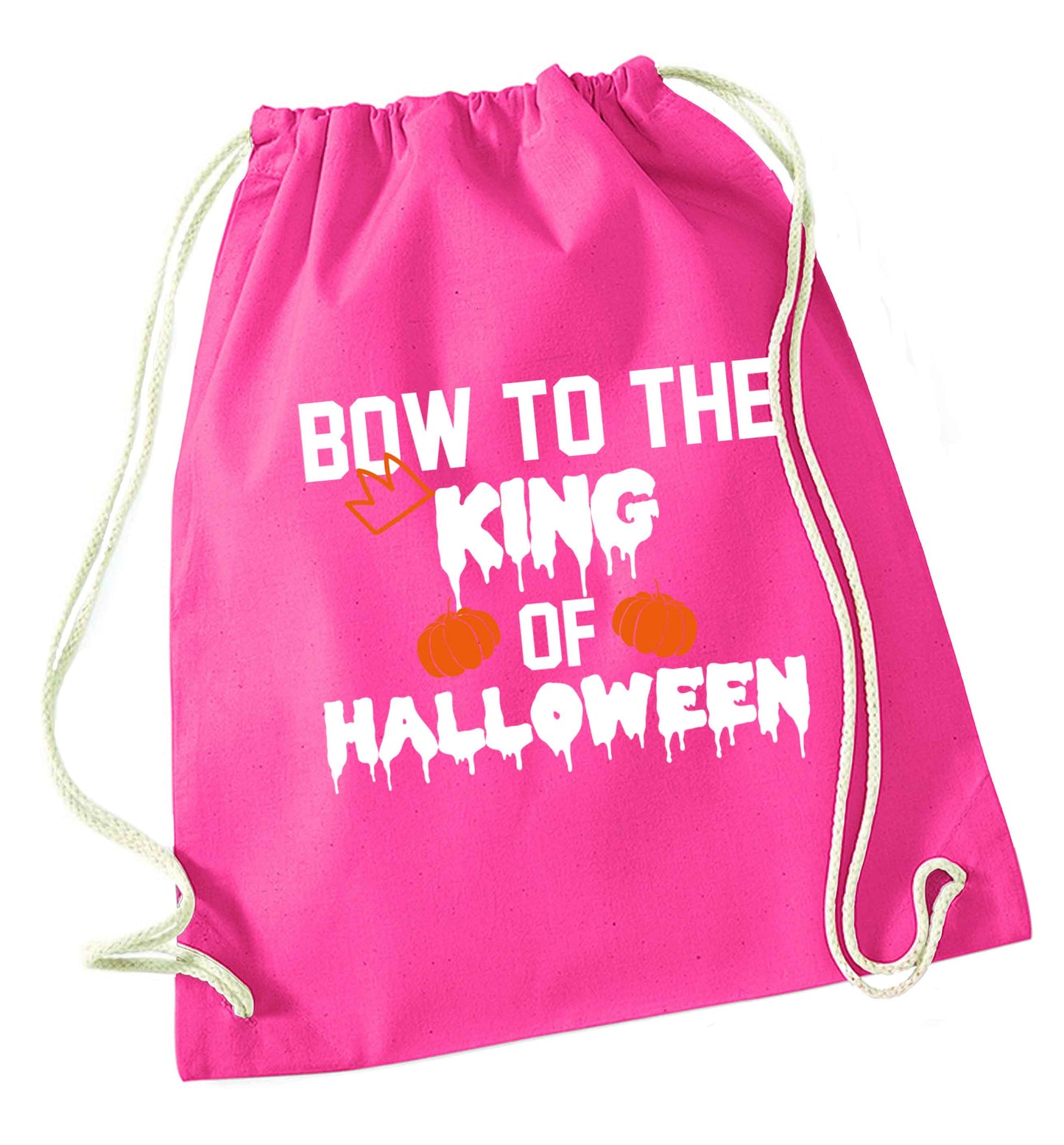 Bow to the King of halloween pink drawstring bag