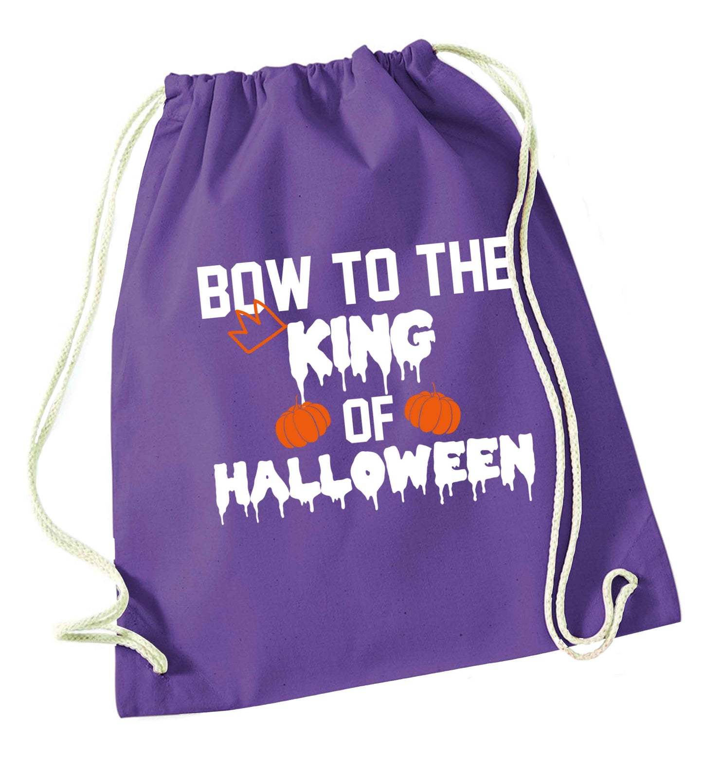 Bow to the King of halloween purple drawstring bag