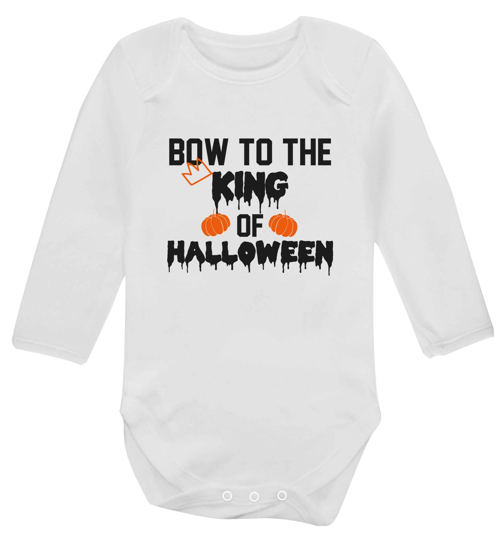 Bow to the King of halloween baby vest long sleeved white 6-12 months