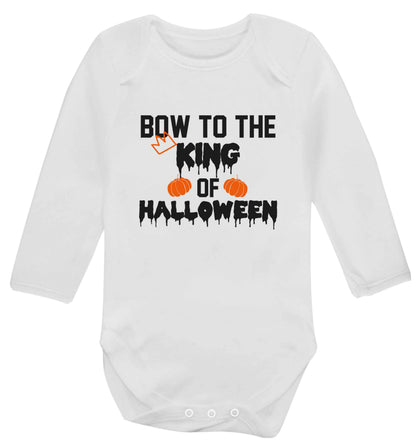 Bow to the King of halloween baby vest long sleeved white 6-12 months