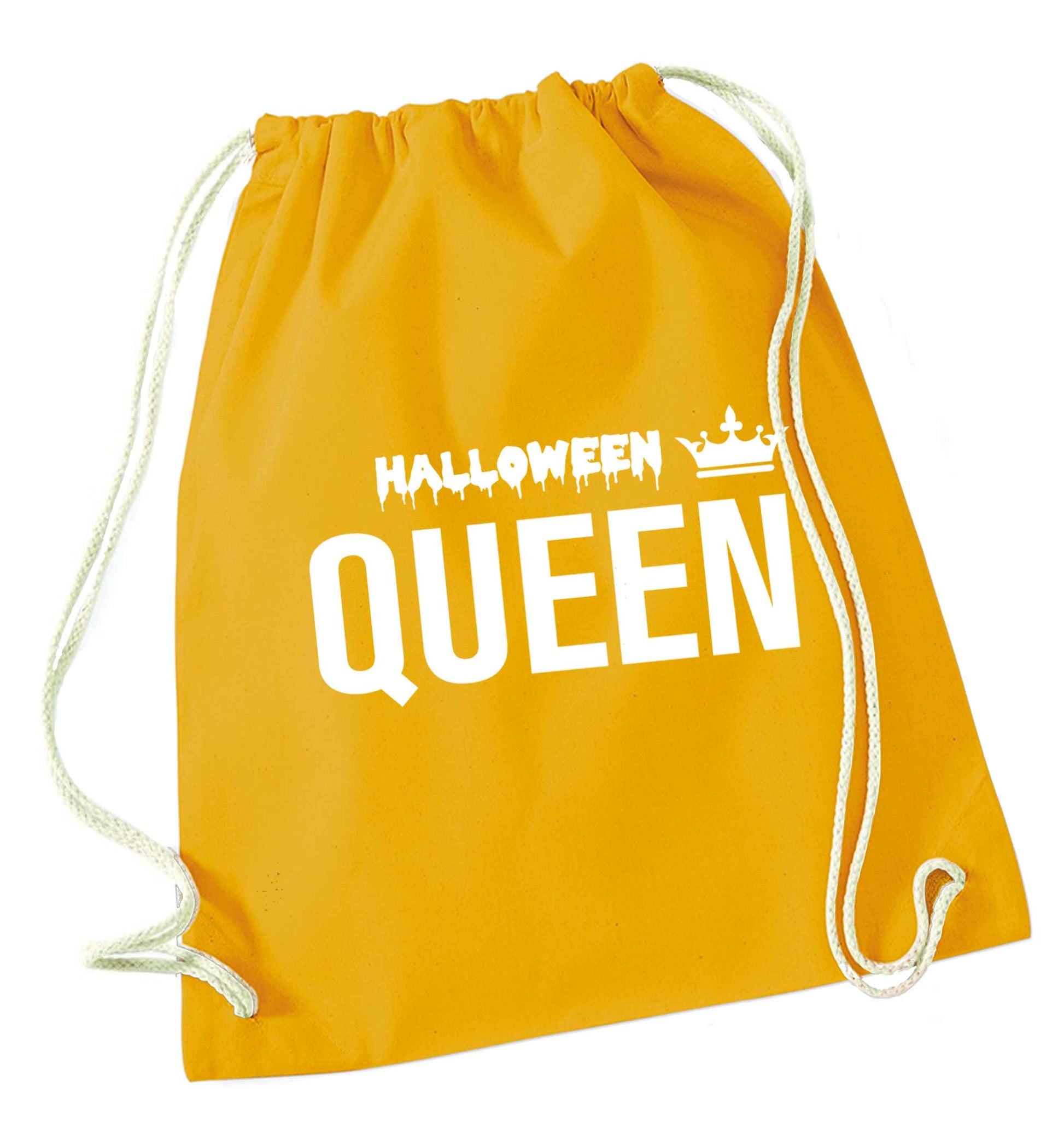 Halloween queen mustard drawstring bag