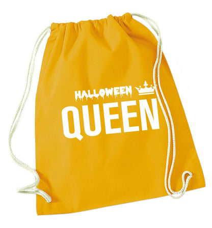 Halloween queen mustard drawstring bag