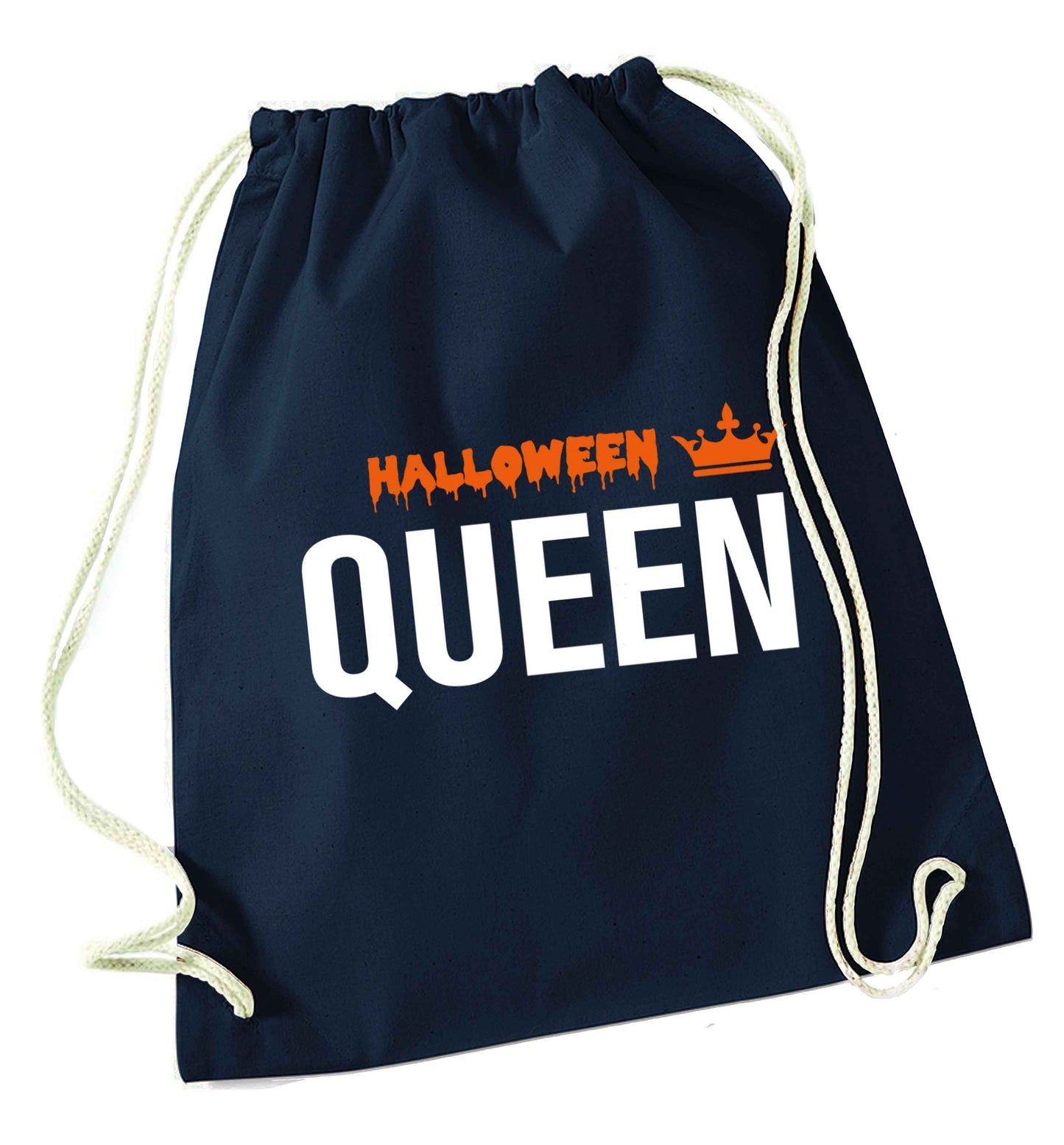 Halloween queen navy drawstring bag