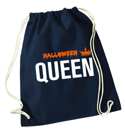 Halloween queen navy drawstring bag