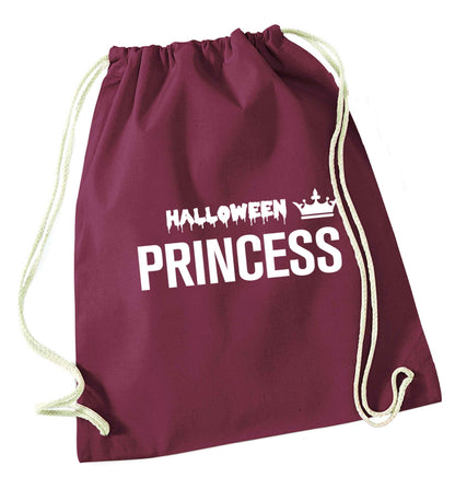 Halloween princess maroon drawstring bag