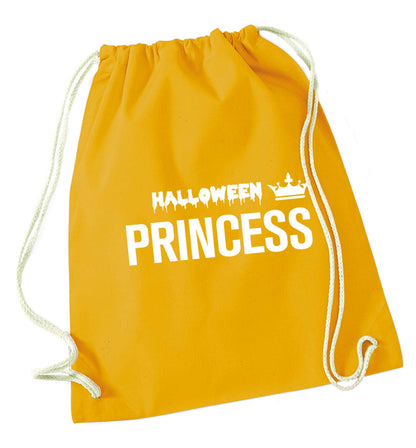 Halloween princess mustard drawstring bag