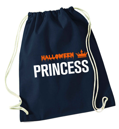 Halloween princess navy drawstring bag