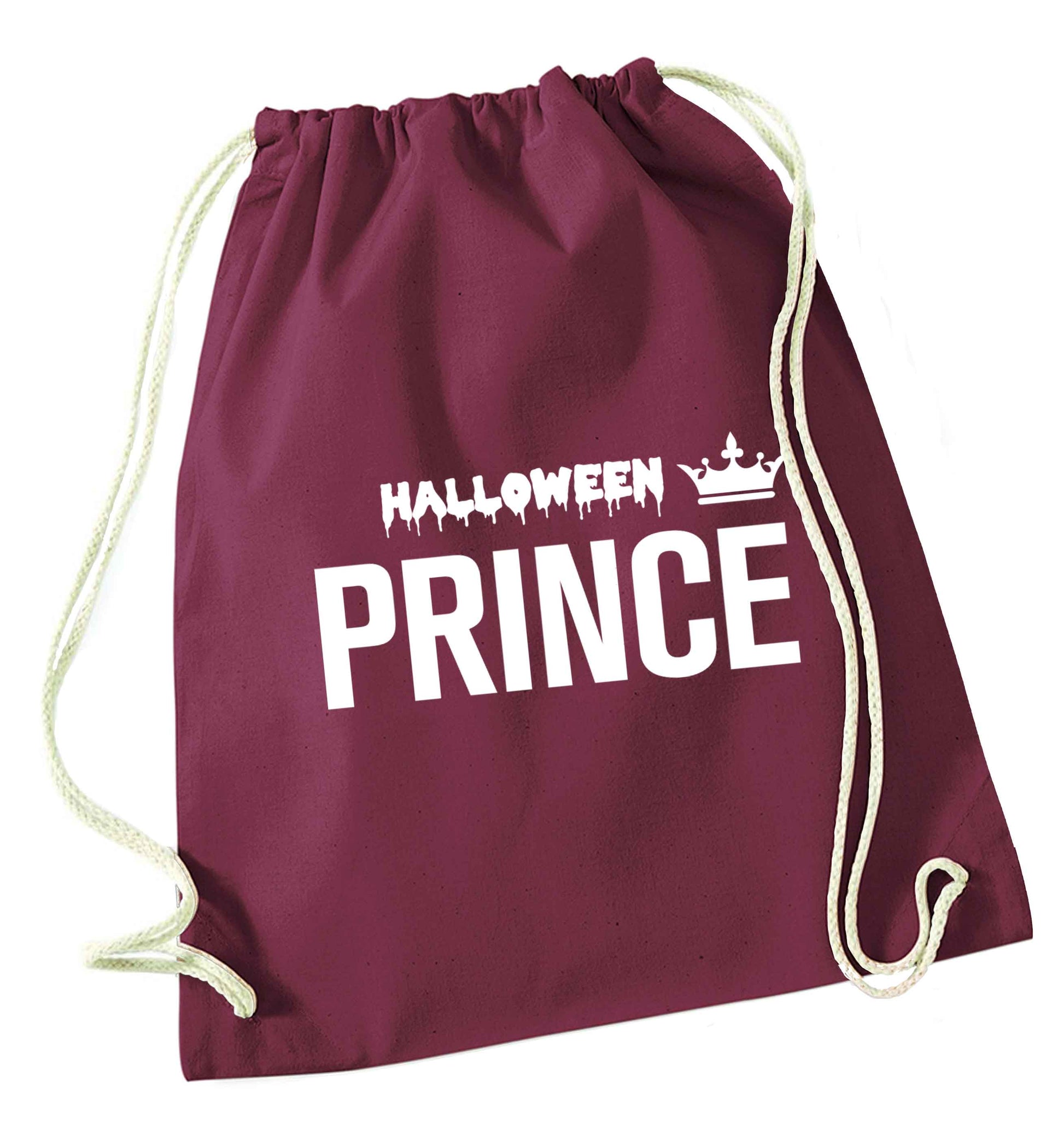 Halloween prince maroon drawstring bag