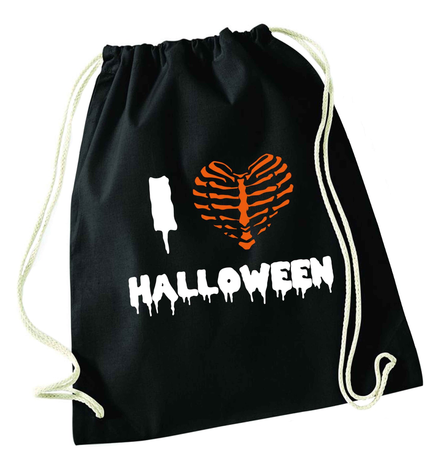 I love halloween black drawstring bag