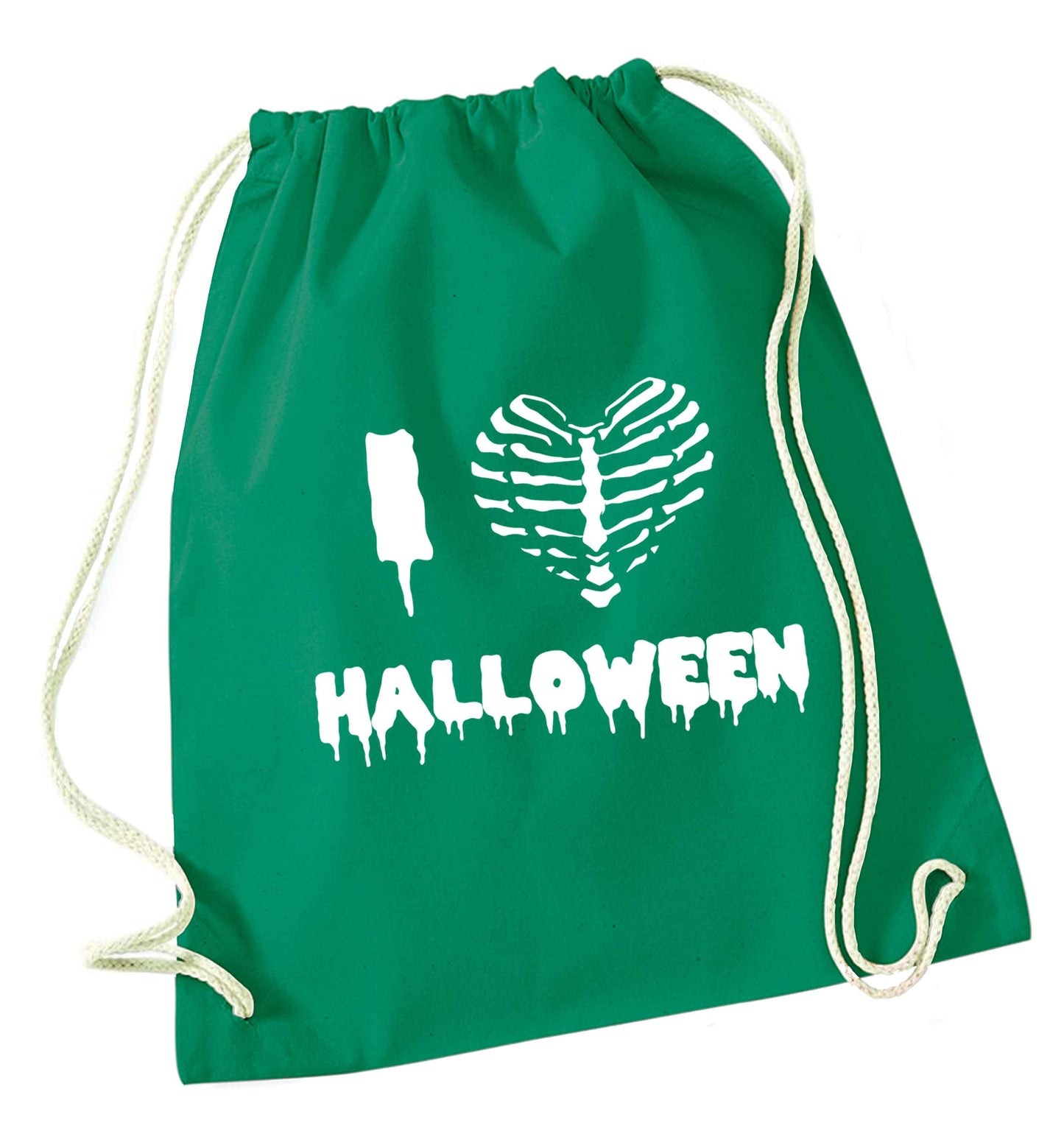 I love halloween green drawstring bag