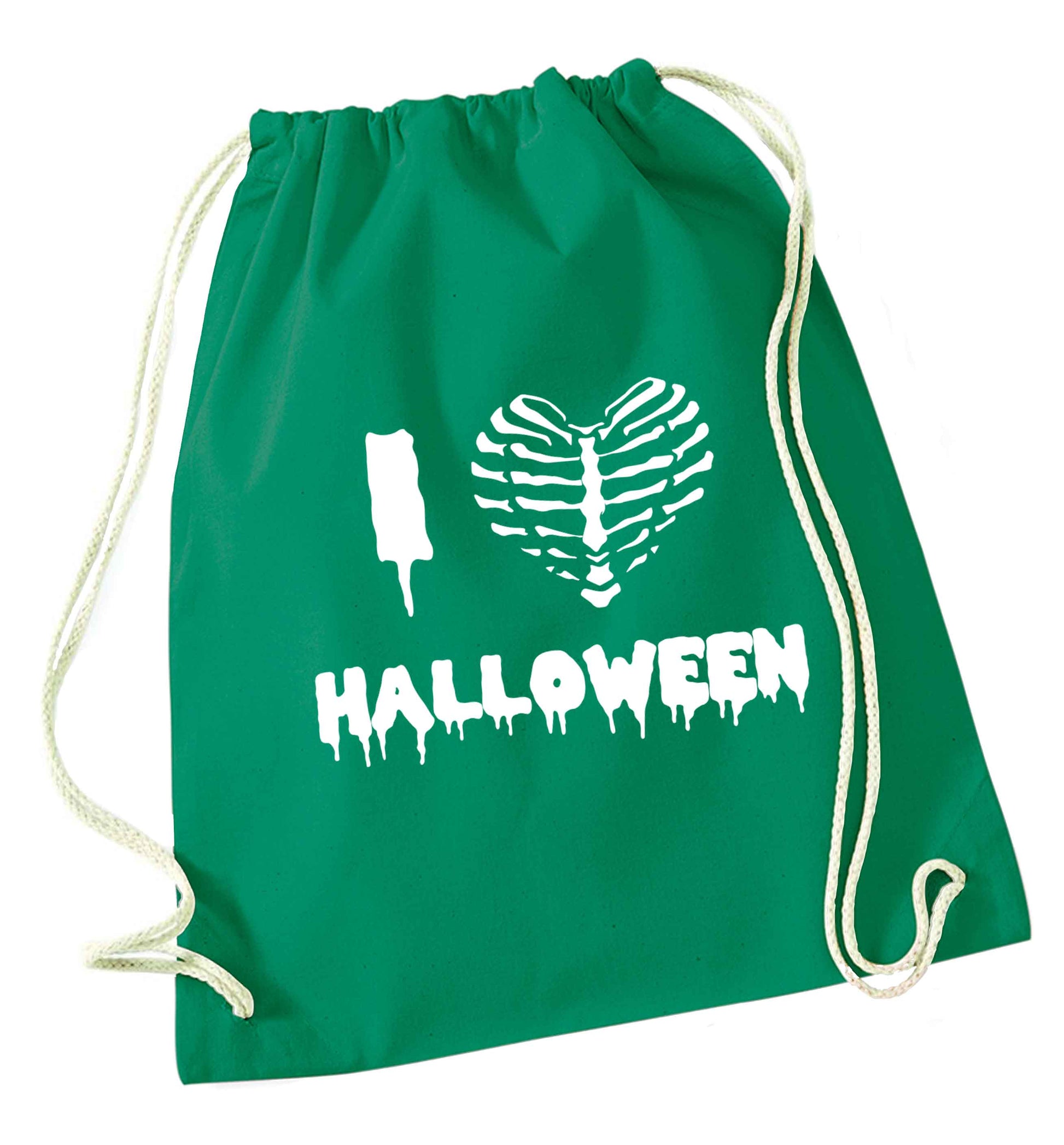 I love halloween green drawstring bag