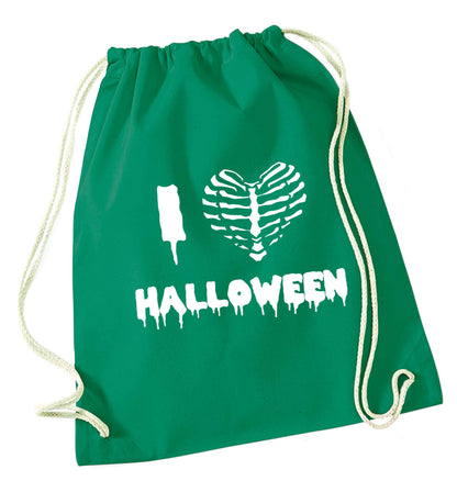 I love halloween green drawstring bag