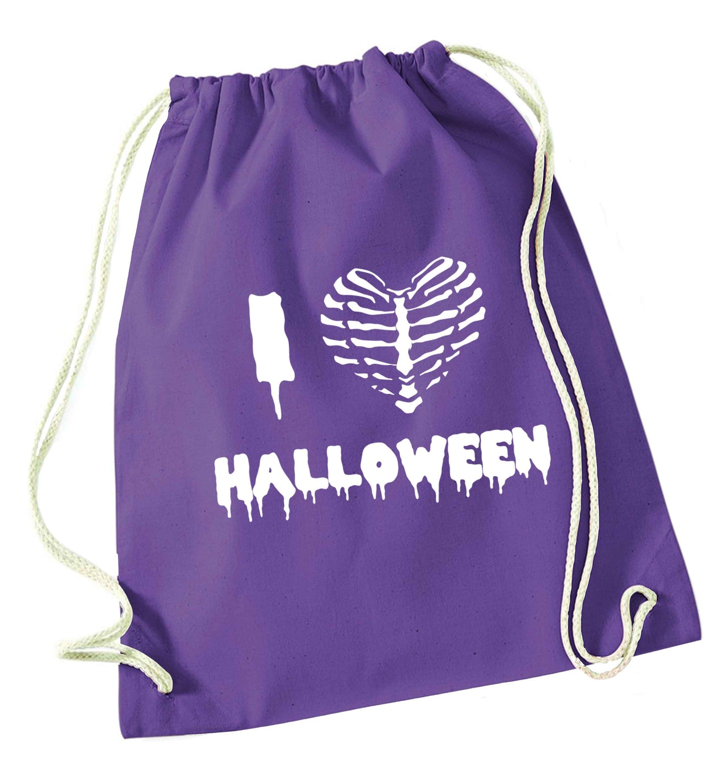 I love halloween purple drawstring bag