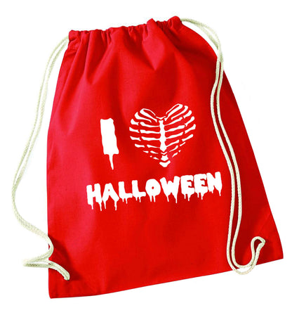 I love halloween red drawstring bag 