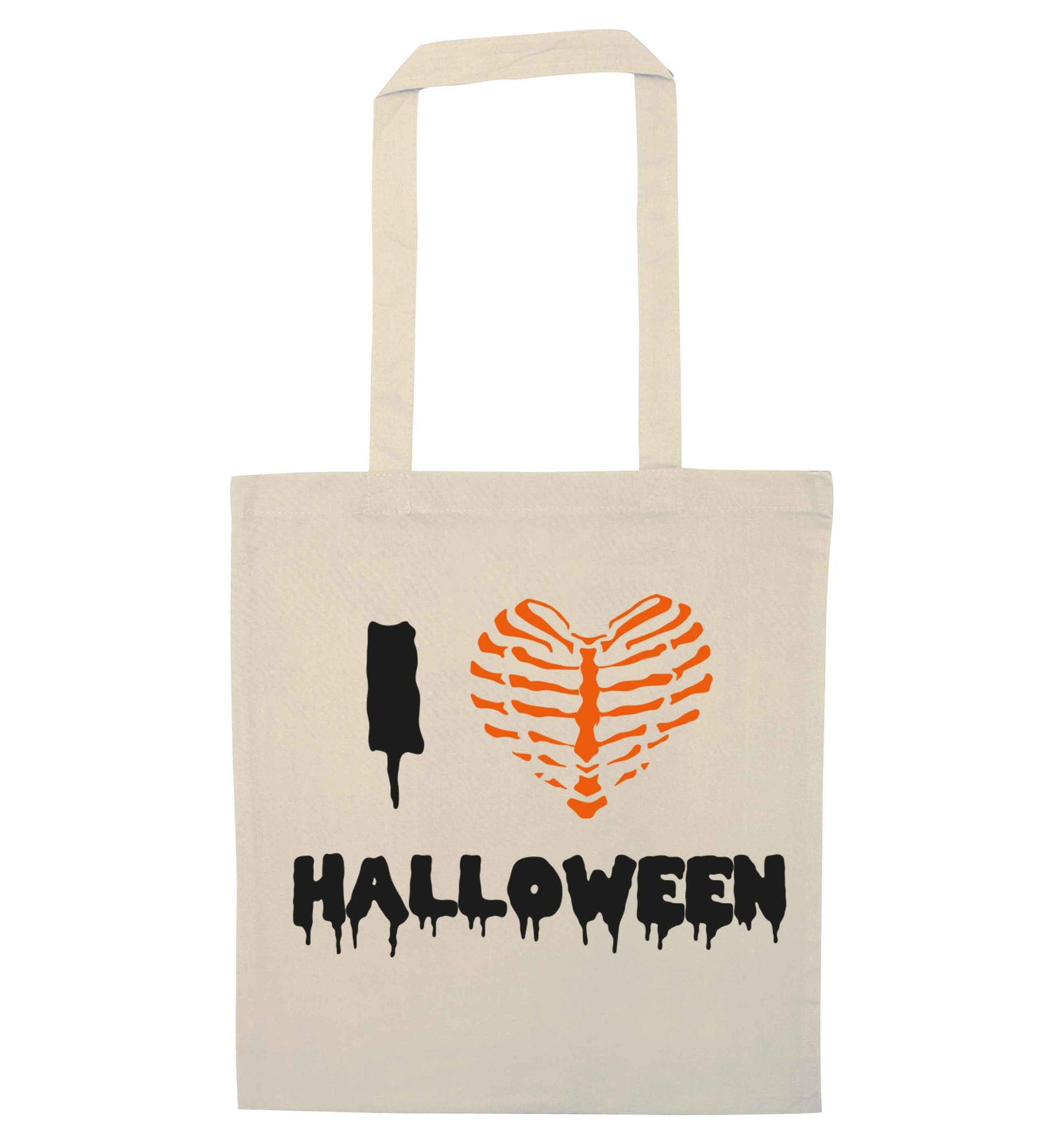 I love halloween natural tote bag