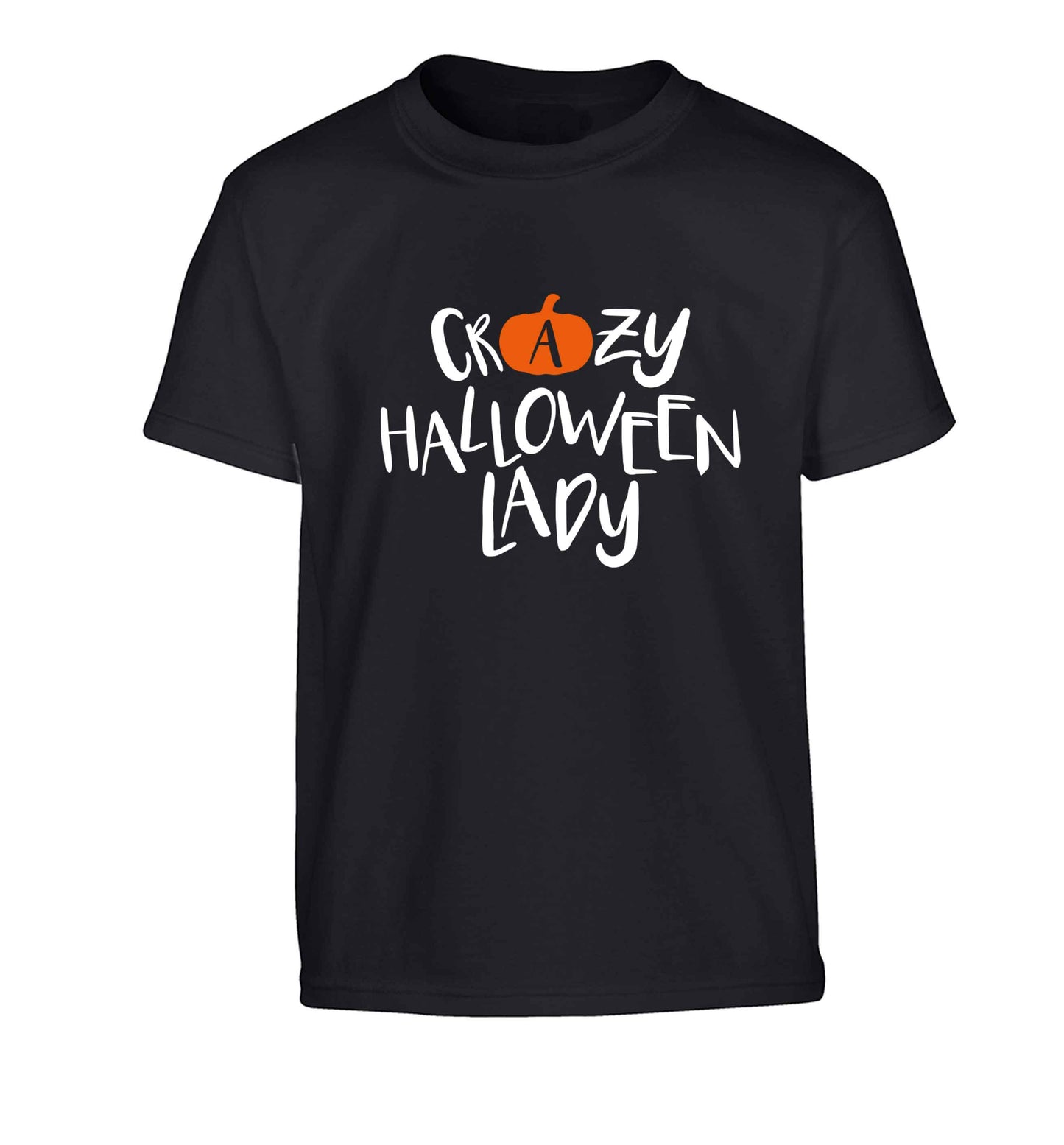 Crazy halloween lady Children's black Tshirt 12-13 Years