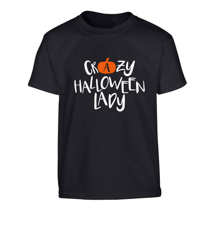 Crazy halloween lady Children's black Tshirt 12-13 Years