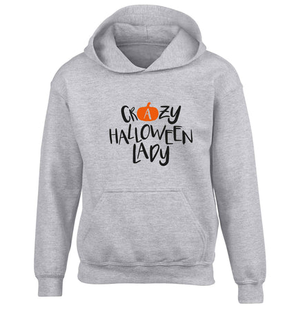 Crazy halloween lady children's grey hoodie 12-13 Years