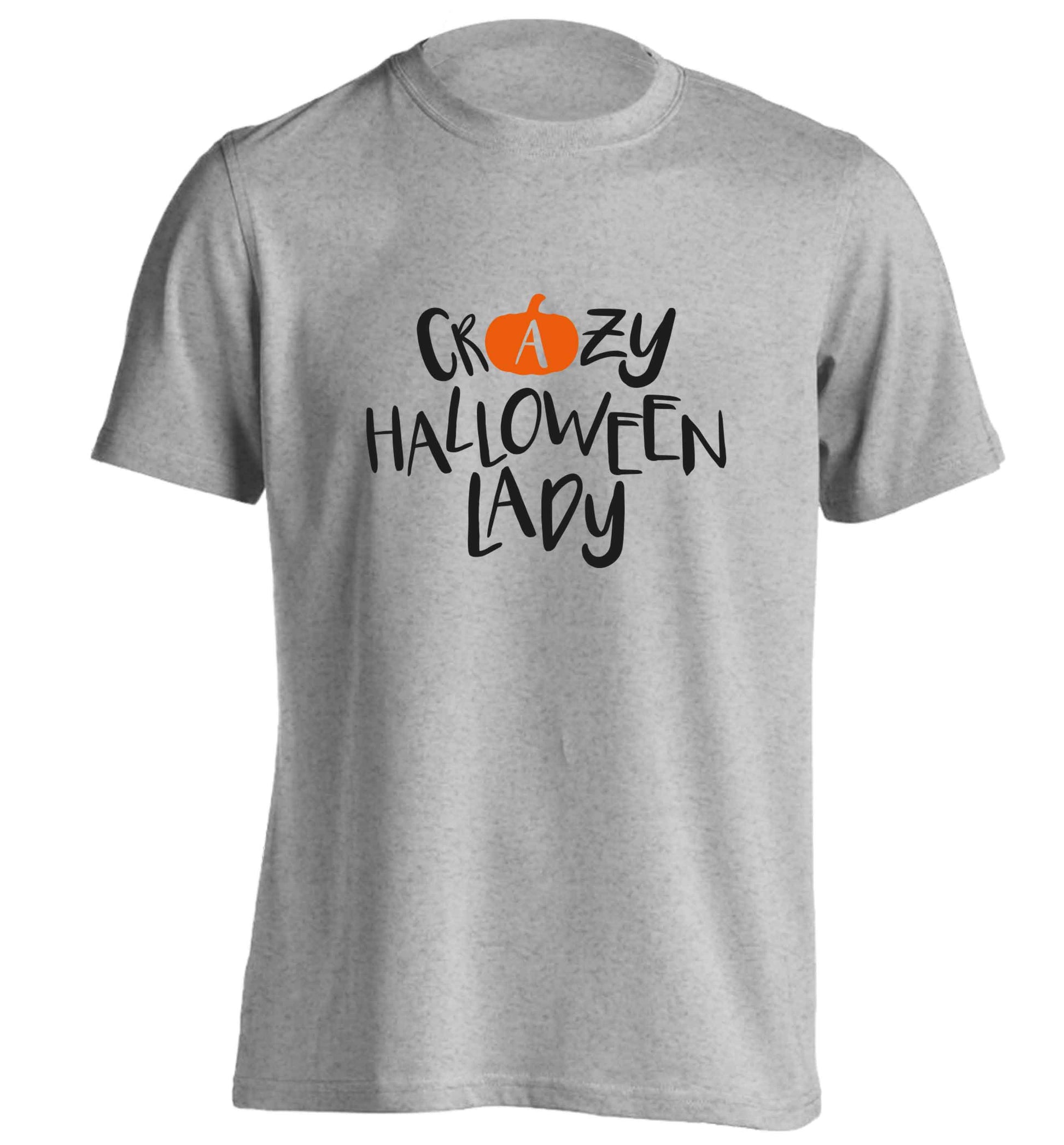 Crazy halloween lady adults unisex grey Tshirt 2XL