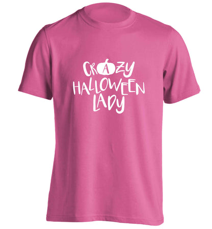 Crazy halloween lady adults unisex pink Tshirt 2XL
