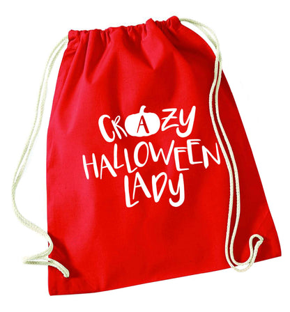 Crazy halloween lady red drawstring bag 