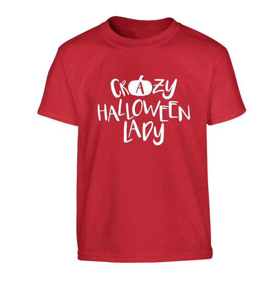 Crazy halloween lady Children's red Tshirt 12-13 Years