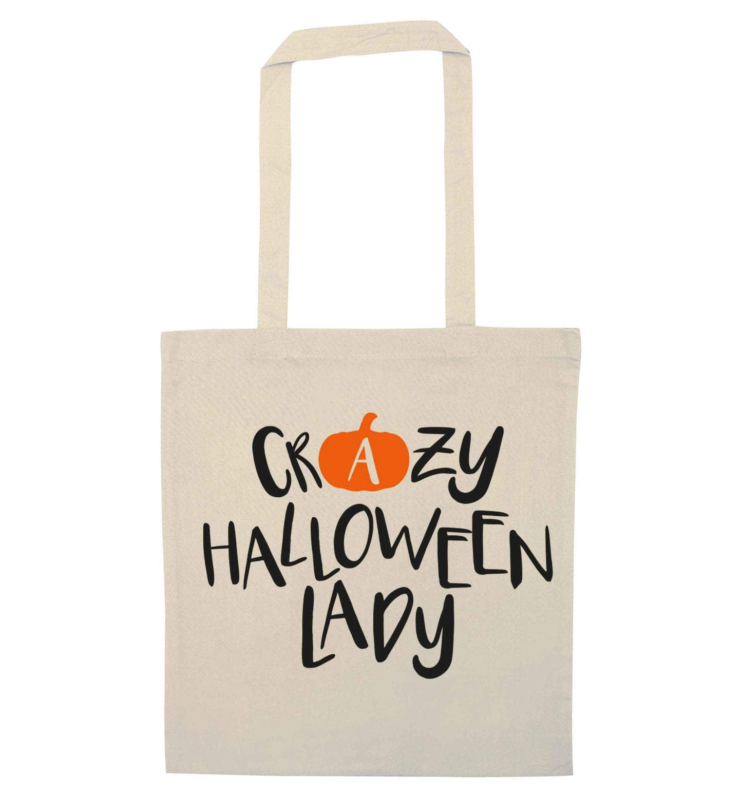 Crazy halloween lady natural tote bag